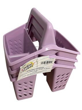 3 Pack Plastic Storage Tote Caddy Organizer with Handle-4 Section Container-NEW